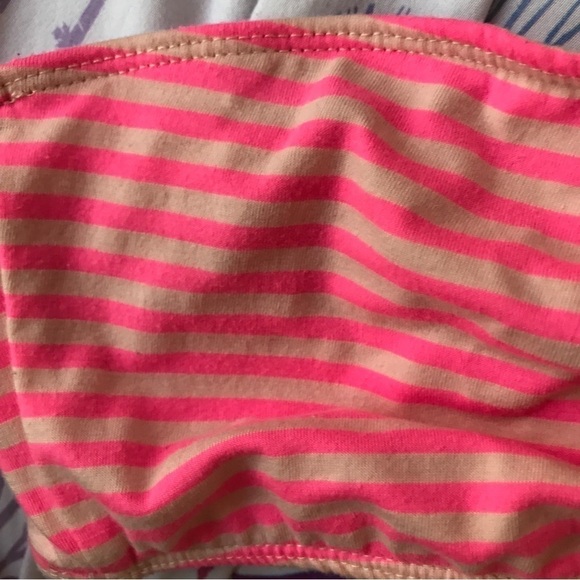 3/ $15 Check and stripe neon pink and beige stripe smock tube top - Picture 4 of 10